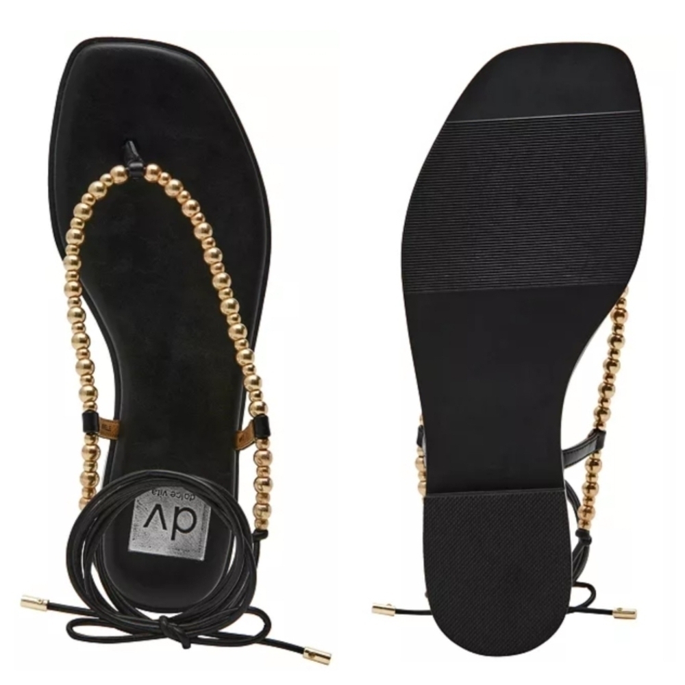 New DV by Dolce Vita Black and Gold Chain Gladiator Sandals